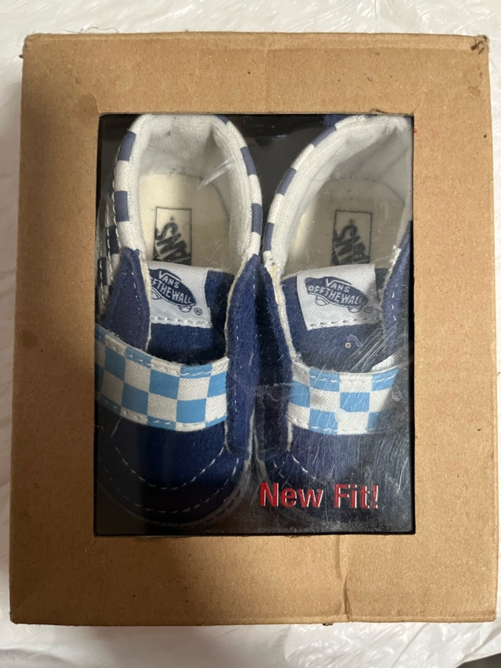 Vans Kids Navy and Light Blue Checkerboard Slip-On Baby Shoes